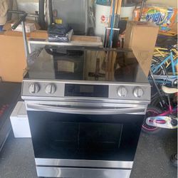 Samsung Electric Glass Top 5 Burner Cooking Range With Air Frier Oven 