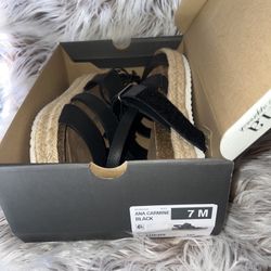 A.N.A Women Eliza Wedge Sandals Ana Carmine Black 7