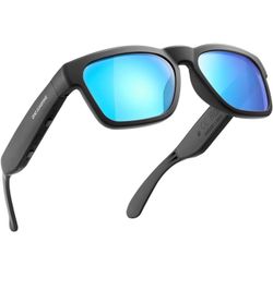 Brandnew  Smart Glasses,Polarized Sunglasses with Bluetooth Speaker,Athletic/Outdoor UV Protection and Voice Control,Unisex(Mirror Blue Lens)