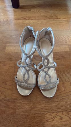 Silver Rhinestone Strappy Heeled Sandals