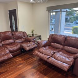 Genuine 3 Seater + 2 Seater Couch With Recliners. 