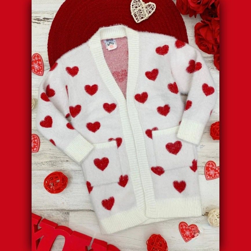 ❤️ Mommy & Me I Love You Lots Oversized Heart Knitted Cardigan | Ladies Size XXL and Girls Size L/10-11Y | Valentines Day ❤️