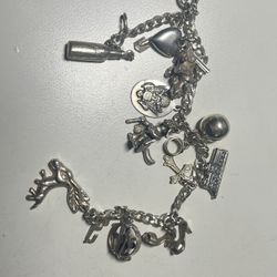 Sterling Silver Antique Vintage Hand Made Unique Animated Bracelet