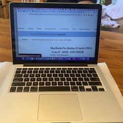 MacBook Pro Retina Display 13 Inch 2015 Core I7 16 Gb Memory 1000terrabite SSD