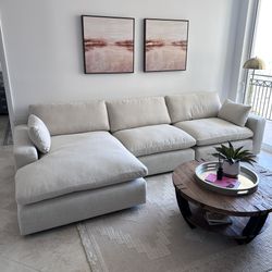 NEW Beige Linen Cloud Couch Sectional