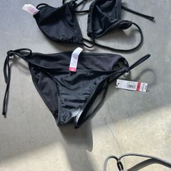 No Boundaries Black Bikini Set S bottom, large top CH 