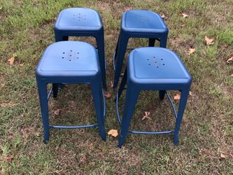 24” Teal Metal Stools