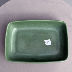 Vintage Green Stoneware Serving Dish