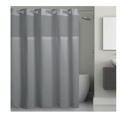 Hookless RBH105MY601FG Solid White 74x71 in Polyester Shower Curtain