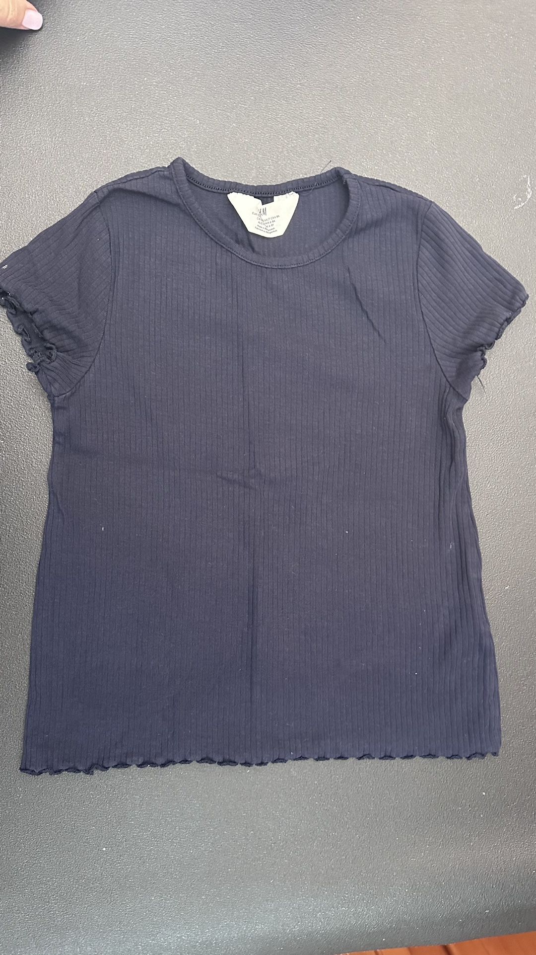 H&M Blue Ribbed Polo T-Shirt