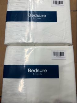 Bedsure Queen Sheet Set 4 Piece White Embossed Soft Bedding Set 90x102 New