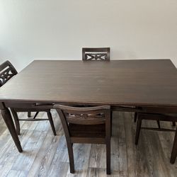 Solid Wood Dining Table And 4 Chairs 
