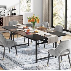 C0688 70.8" Dining Table, Industrial Rectangle Kitchen Table for 6-8 People
