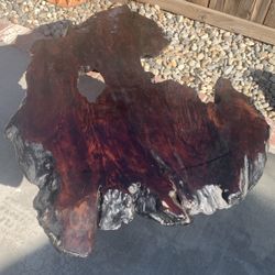 Coffee Table Live Edged Burl Wood Solid Slab With Natural Tree Stump Base 2 Piece 