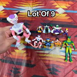 Vintage Lot Of 9 Dragon Ball Z Action Figures BS/STA Different Sizes