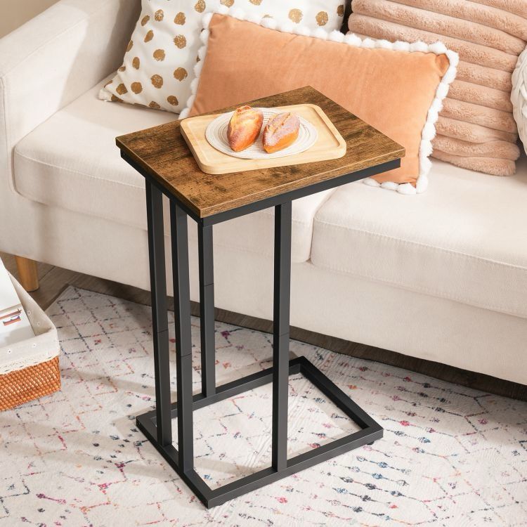 Side Table, Snack Table Heavy-Duty Sofa Side Table for Living Room, Bedroom, Easy Assembly, Table with Metal Frame, Rustic Brown brand new in box $50 