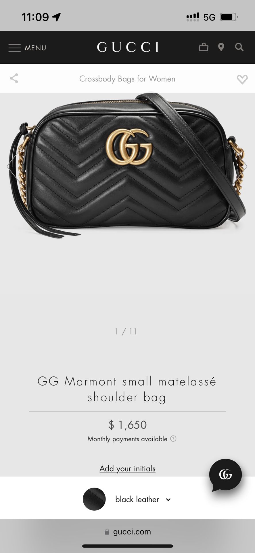 Gucci cross body leather bag.