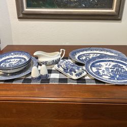 Vintage Churchill Blue Serving Pieces / 11 Pieces