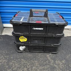 Husky Tool Box / Organizer Set – 3 Stackable Cases with Clear Top 