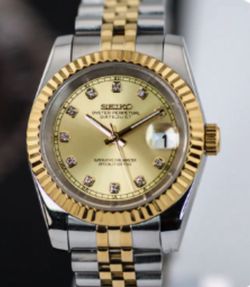 Seiko Mod Two-Tone Champagne Dial w/Gem Datejust