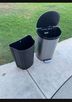 Kohler stainless steel kitchen trash can with liner