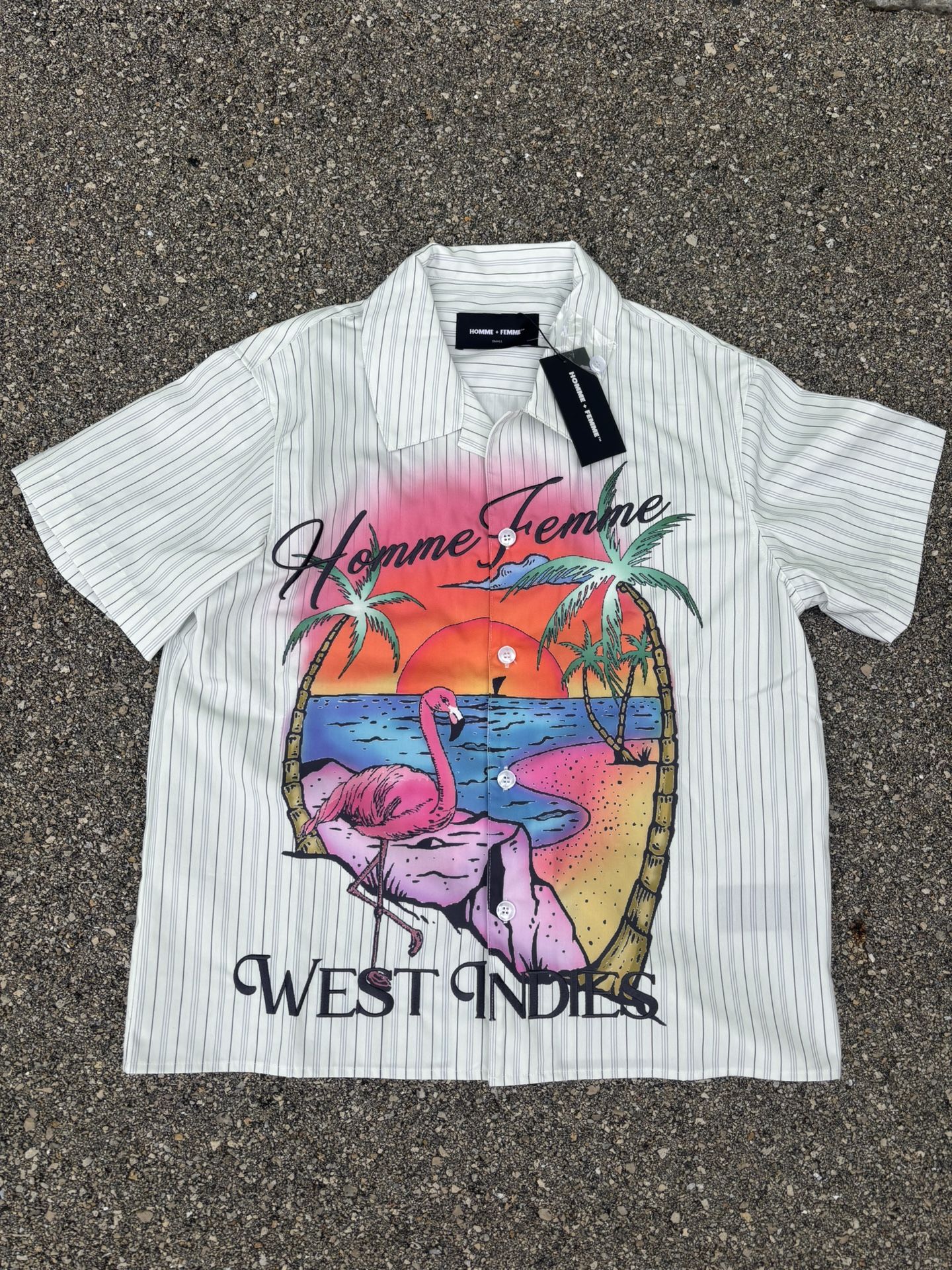 Homme Femme Flamingo Button Down Shirt