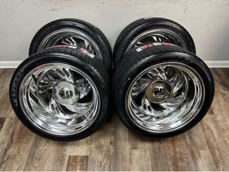 FORD OR CHEVY 5 LUG -New 18x11  polished wheels with tires