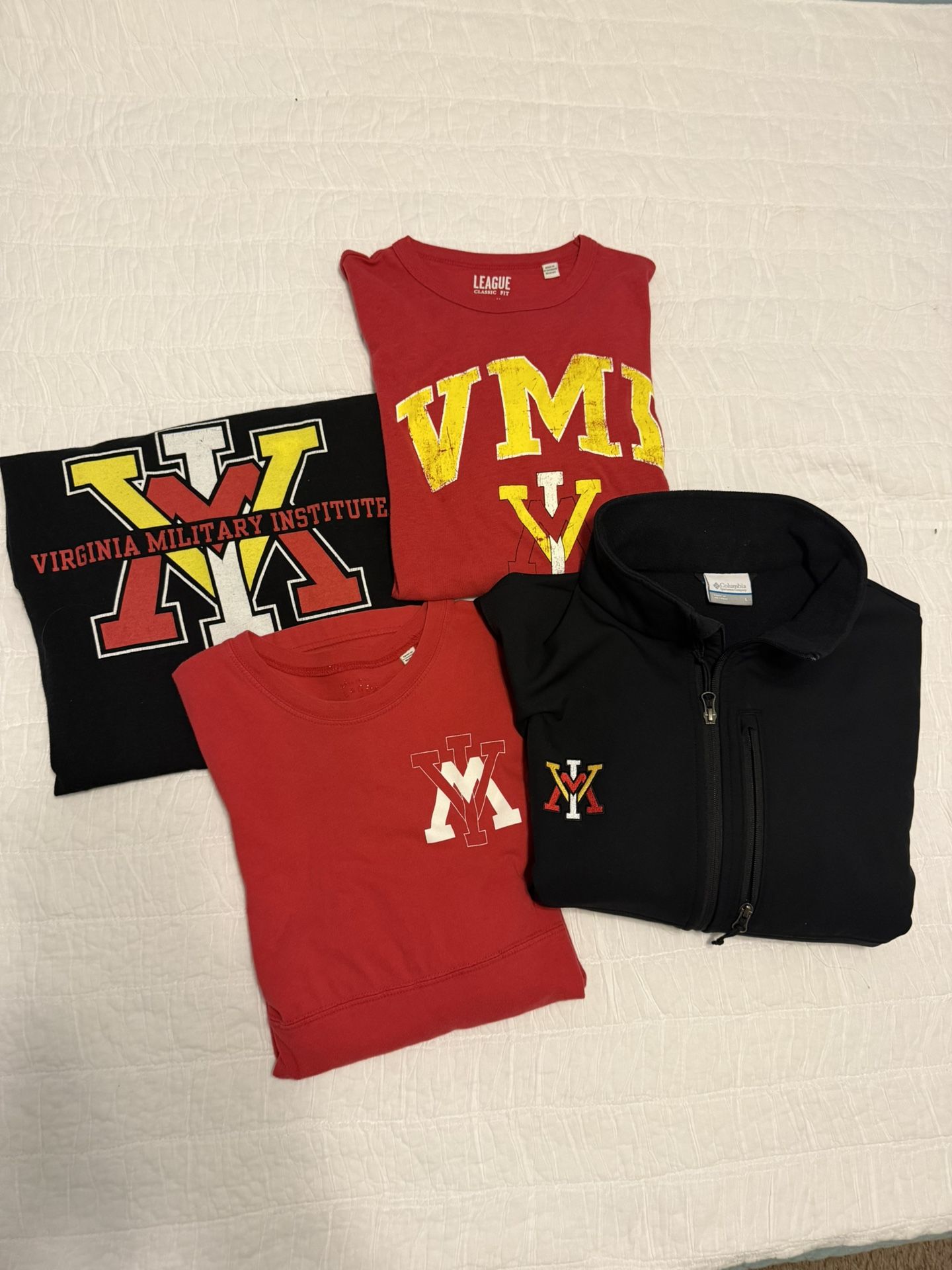 VMI Columbia Jacket and 3 Tshirts