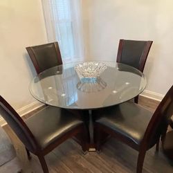 Glass Dining Table With 4 Chairs 