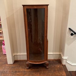 Hand built curved glass display cabinet