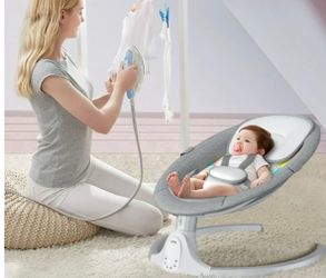 Baby Swing, Infant Bouncer Seat, Intelligence Timing 5 Gears Adjustment & Washable - Grey Multi Shap