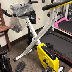 Folding Arm Workout, Doufit Quite Adjustable Magnetic Fitness Stationary Indoor Cycling Exercise Bike for Home Office Use