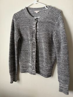 GAP Gray Marled Knit Button-Up Cardigan Sweater
