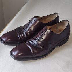 SALVATORE FERRAGAMO MENS SHOES BROWN LEATHER OXFORD LOAFERS U.S. SIZE 11.5