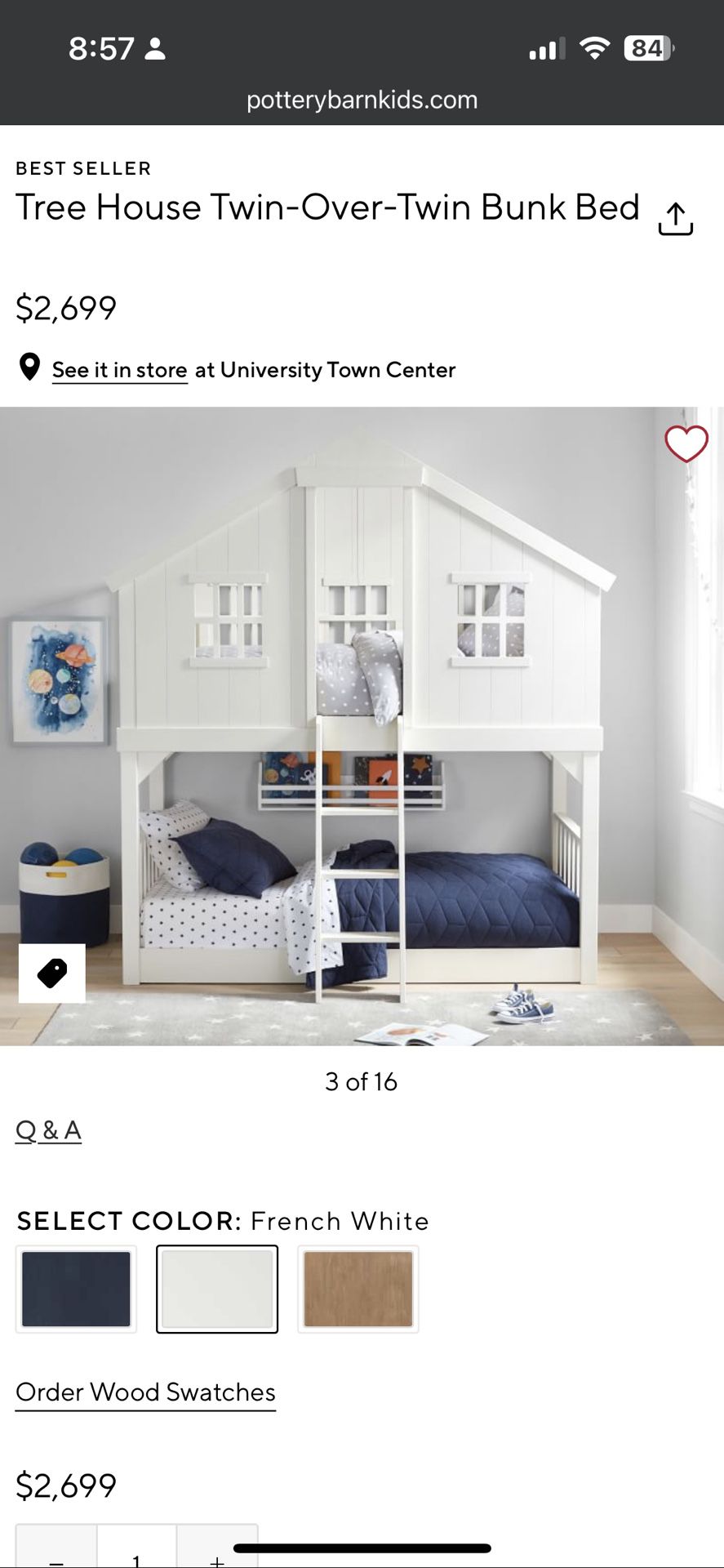 Pottery Barn Treehouse Twin Over Twin Bunk Bed