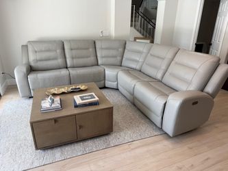 Brand new Light Gray Genuine Leather Power Reclining Sectional Sofa