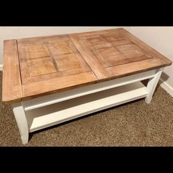 Farmhouse Coffee and End Table Set - Solid Wood  Up for sale is a farmhouse style coffee table and matching end table. 