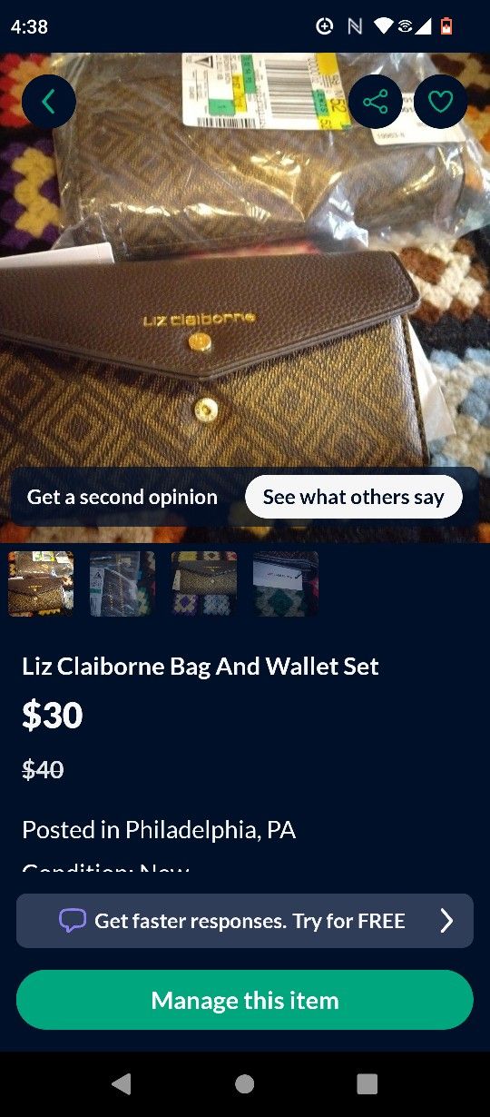 Liz Claiborne Wallet And Bag Set