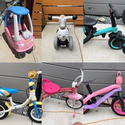 Bikes, trikes, balance bikes, push car, scooter
