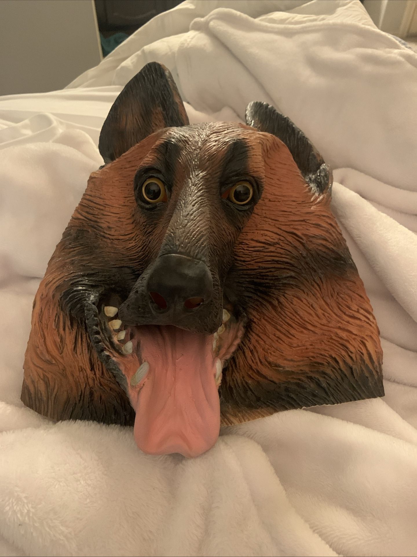 German Shepherd Dog Head Mask Halloween Costume Latex Fun Prop Breathable