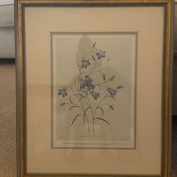 Vintage Botanical Flower Print – Campanula Clochettes Bellflower – Framed Botanical Wall Art