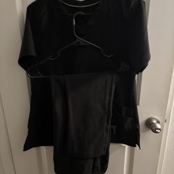 Wonder Wink Scrub Set Black Top L Bottom M