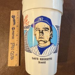 NEW YORK YANKEES  souvenir plastic cup 1987 DAVE RIGHETTI RAGS