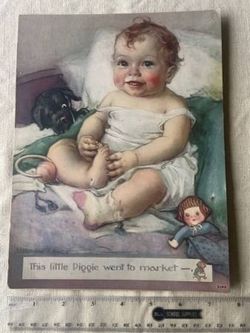 Vtg 1930's-40's Litho "This Little Piggie Went to Market" & Phone #'s