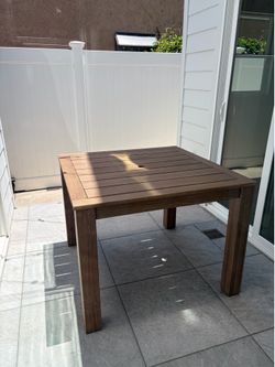 Corsica Square light brown eucalyptus outdoor dining table (world market)