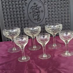 Vintage Crystal Etched Wine Glasses