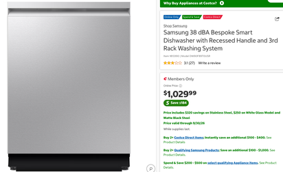 Samsung 38 dBA Bespoke Smart Dishwasher with Recessed Handle and 3rd Rack Washi
