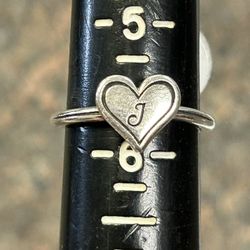 James Avery Heart Ring W/ “J” 