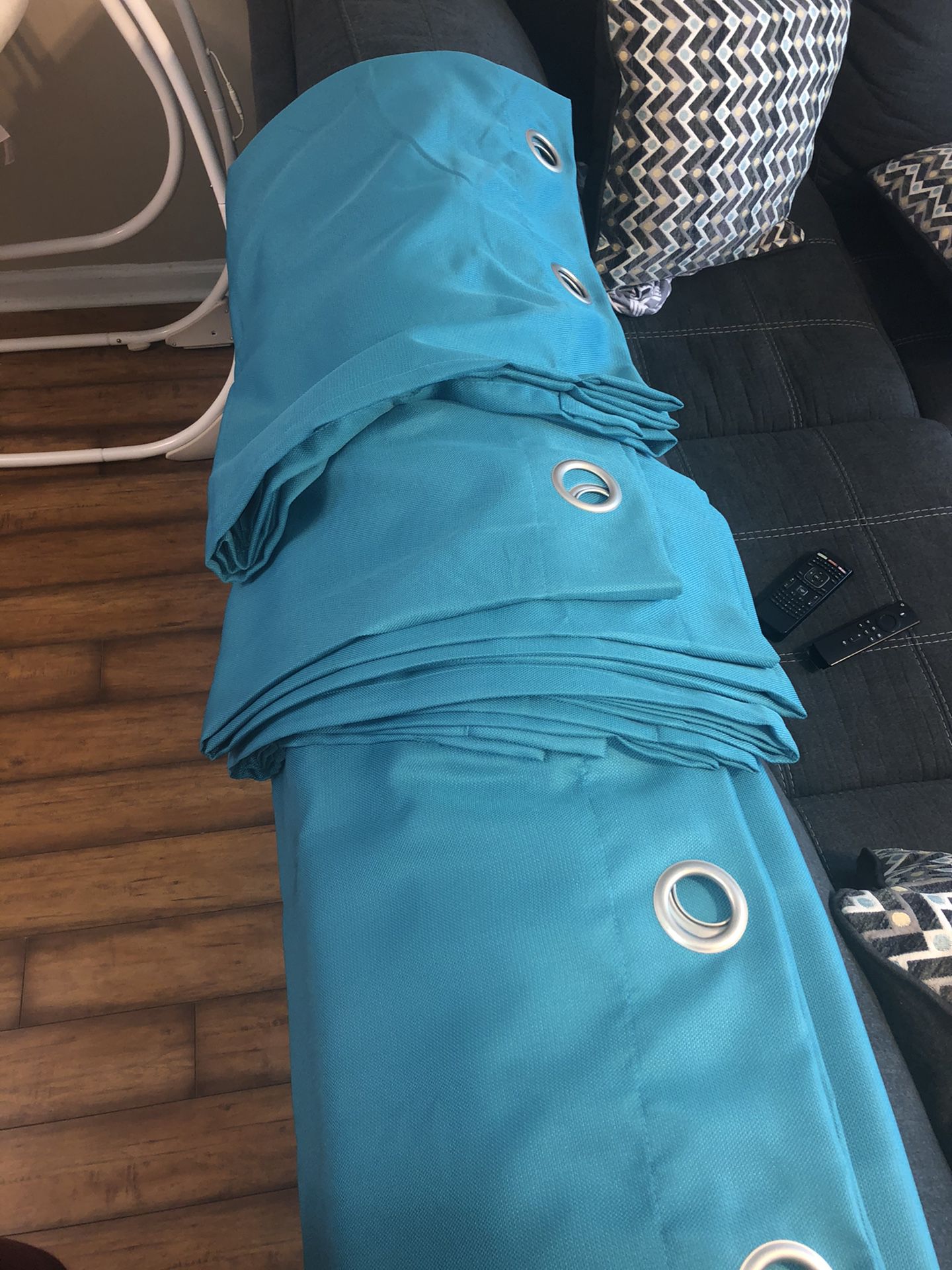 3 Turquoise Curtains