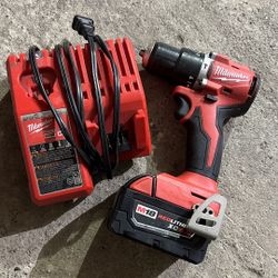 Milwaukee M18 18-Volt Lithium-Ion Brushless Cordless 1/2 in. Compact Hammer Drill/Driver (Tool-Only) w/M18 4.0Ah Battery & Charger
